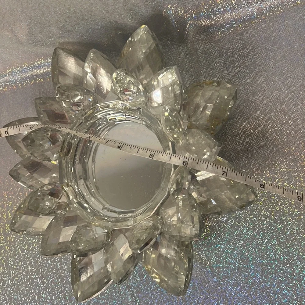 Crystal candle light holder shiny silver mirrored stunning luxury candle decor - Picture 6 of 7